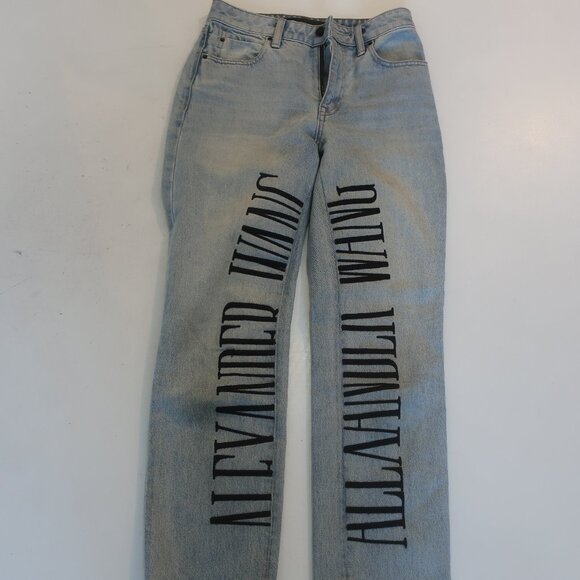 Womens Alexander Wang Blue (Item-79) Cult Straight Leg High-Rise Denim Jeans 25 - Picture 3 of 14